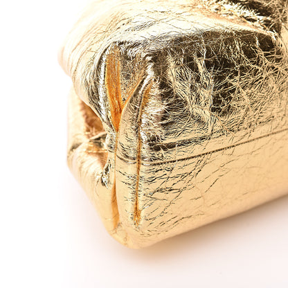 Bottega Veneta Metallic Crinkled Lambskin The Pouch Oversized Clutch Oro 8 of 9