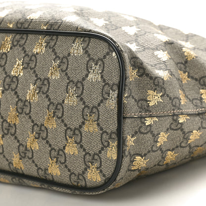 Gucci Soft GG Supreme Monogram Bees Small Crossbody Tote Beige Oro Black 9 of 10