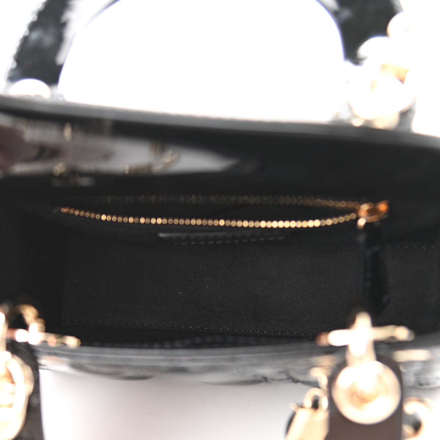 Patent Cannage Mini Lady Dior Black