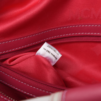 MCM Visetos Medium Boston Bag Pink White 9 of 10