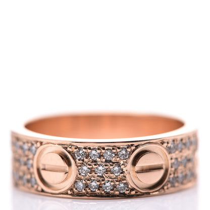 Cartier 18K Pink Gold Diamond 5.5mm LOVE Wedding Paved Band Ring 47 4 7 of 10