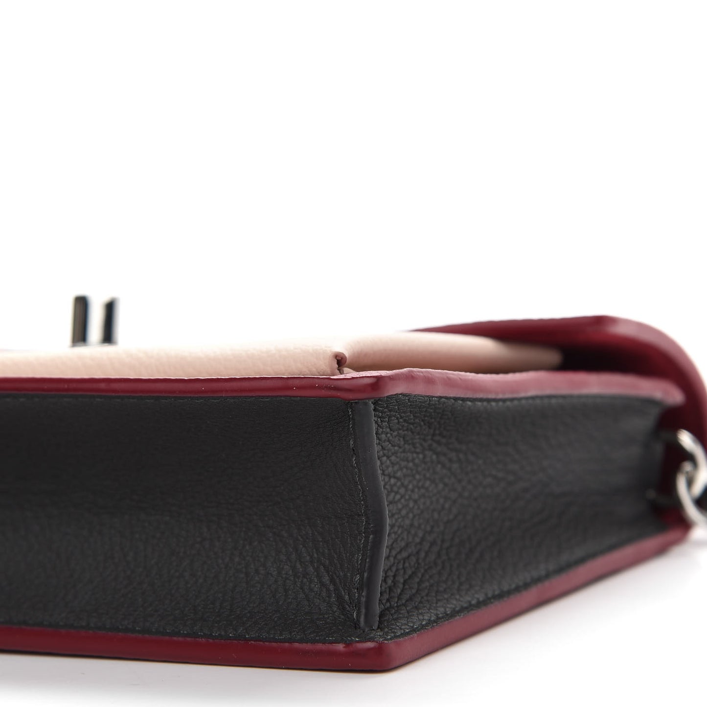 Calfskin My Lockme Chain Pochette Lie De Vin Etain Creme