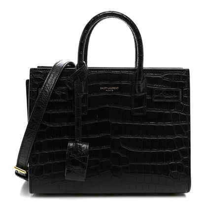 Saint Laurent Calfskin Crocodile Embossed Nano Sac De Jour Black 1 of 10