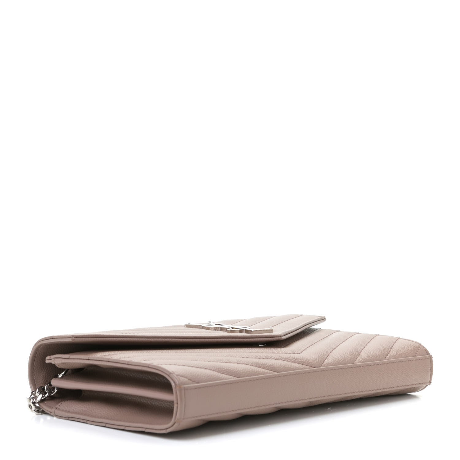 Saint Laurent Grain De Poudre Matelasse Chevron Monogram Chain Wallet Fard 3 of 9