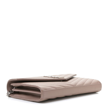 Saint Laurent Grain De Poudre Matelasse Chevron Monogram Chain Wallet Fard 3 of 9
