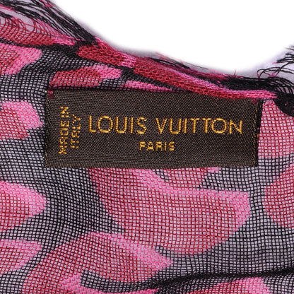 Louis Vuitton Cashmere Silk Leopard Stole Rose Pop 4 of 5