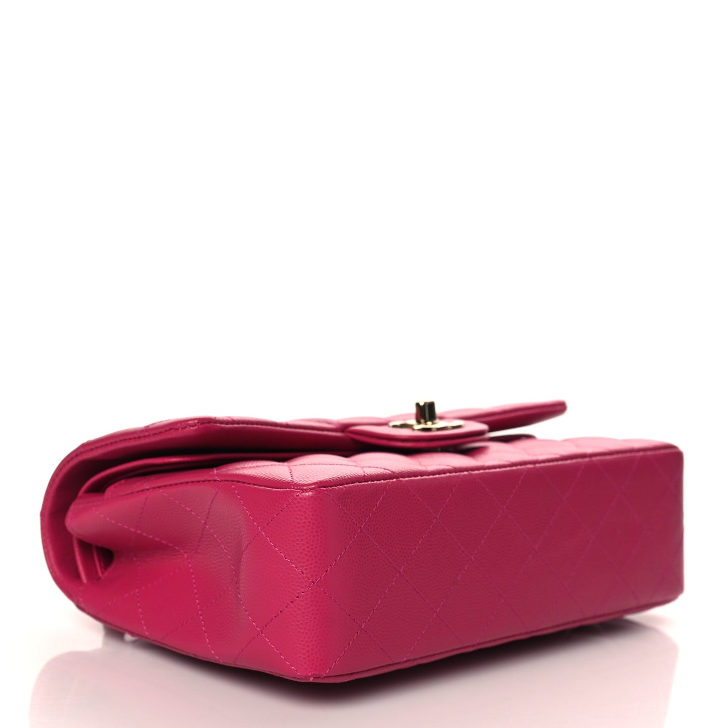 Caviar Quilted Small Double Flap Fuchsia