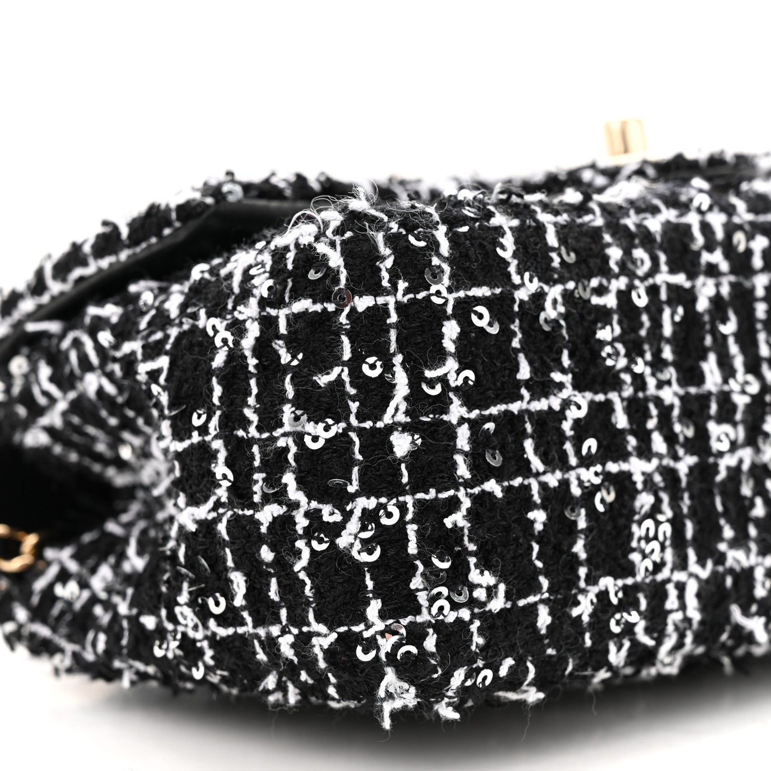 Chanel Tweed Quilted Mini Top Handle Rectangular Flap Black White 9 of 10