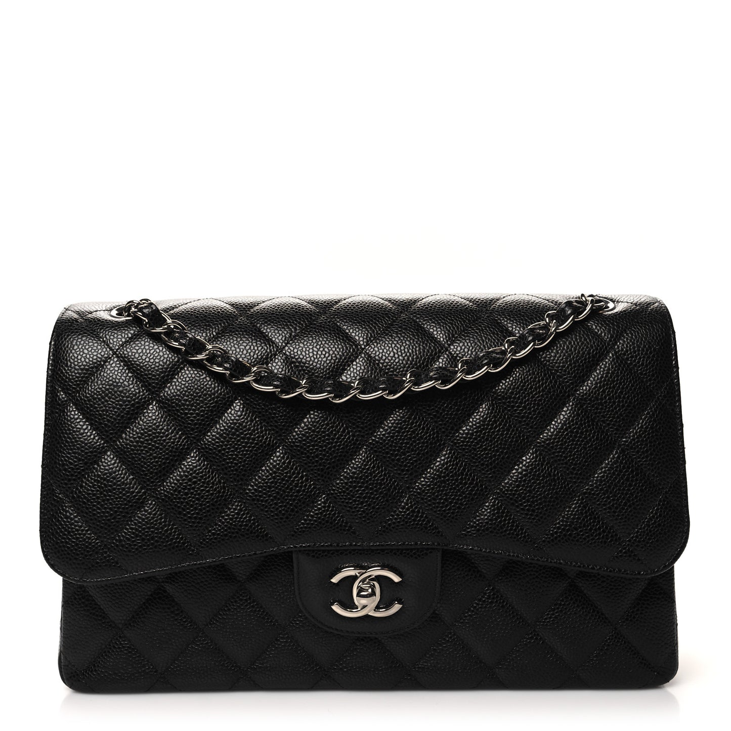 Caviar Quilted Jumbo Double Flap Black