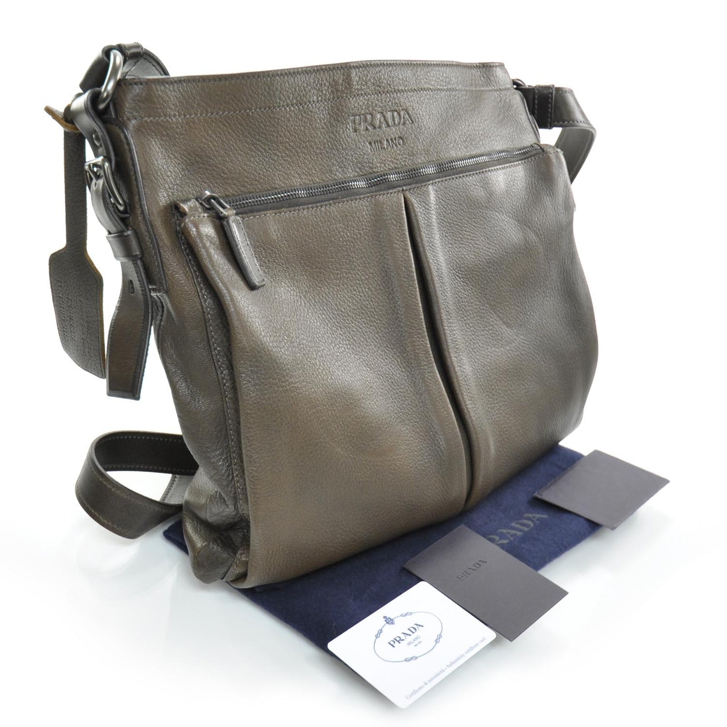 Cervo Deerskin Flat Messenger Bag Bruciato