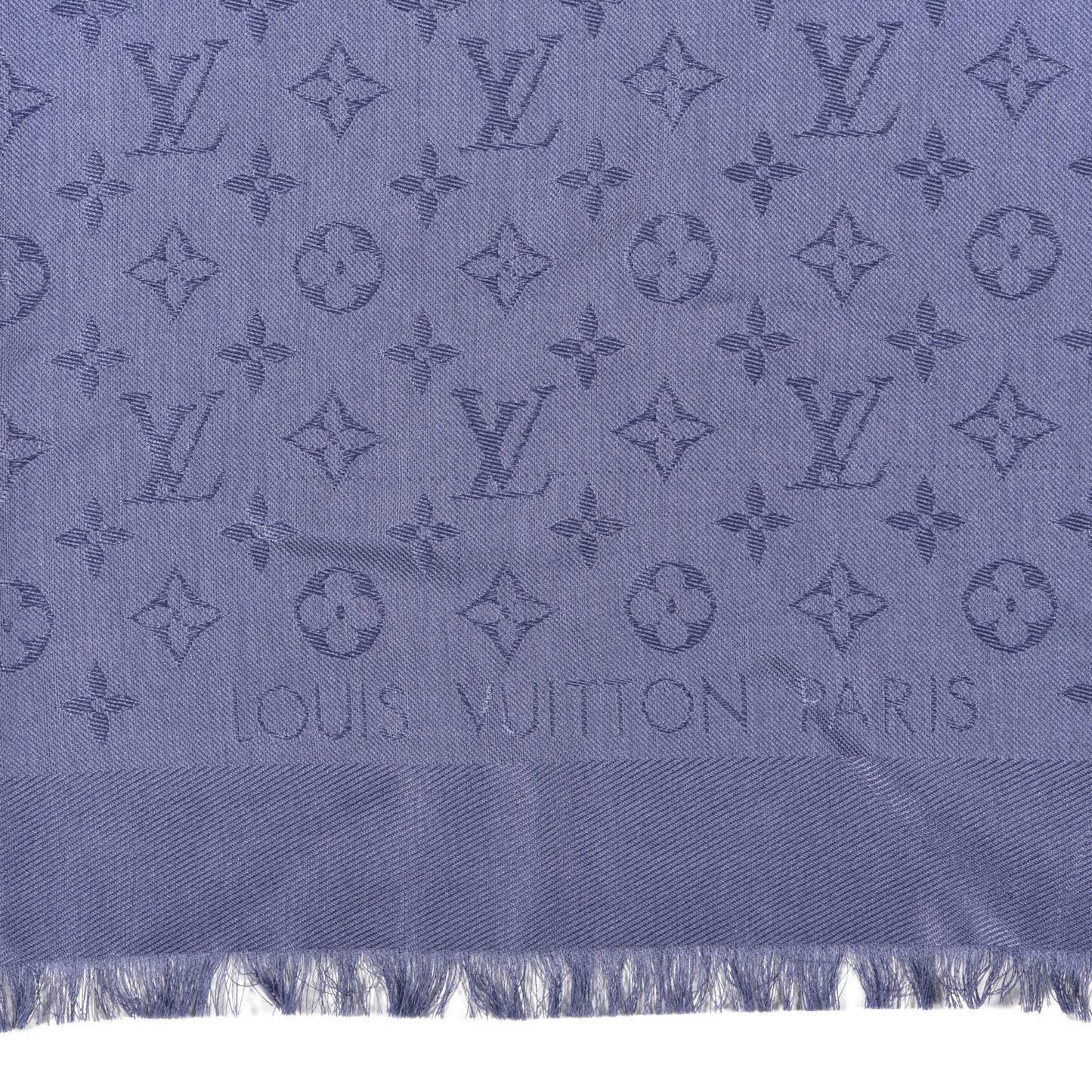 Wool Silk Monogram Shawl Night Blue