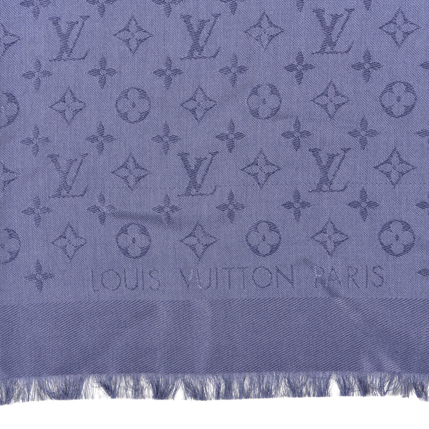 Louis Vuitton Wool Silk Monogram Shawl Night Blue 3 of 4