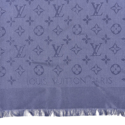 Louis Vuitton Wool Silk Monogram Shawl Night Blue 3 of 4