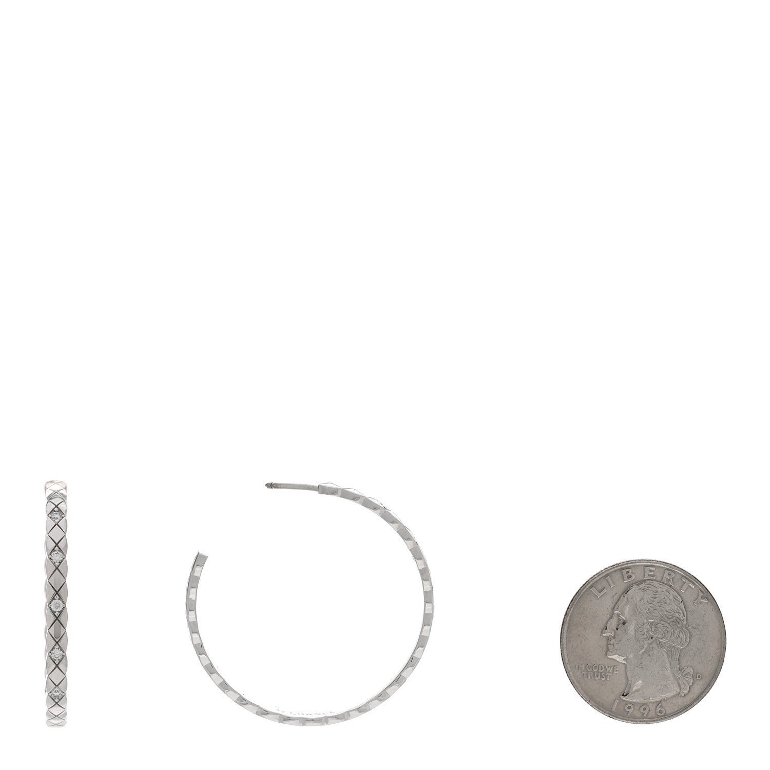 Chanel 18K White Gold Diamond Coco Crush Hoop Earrings 2 of 5