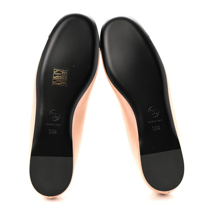 Chanel Lambskin Grosgrain Pearl Mary Jane Flats 38.5 Beige Black 6 of 10