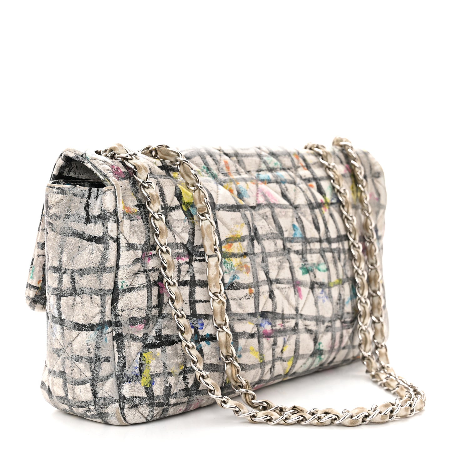 Calfskin Hand Painted Graffiti Flap Multicolor