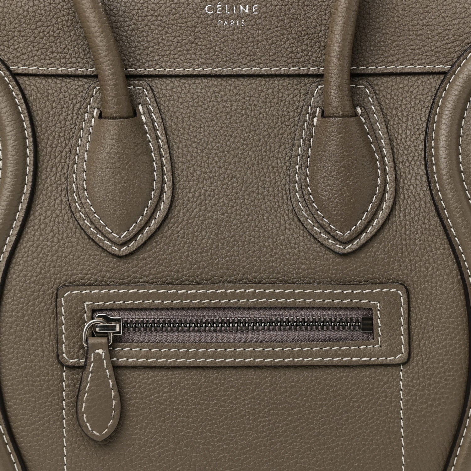 Celine Drummed Calfskin Micro Luggage Souris 7 of 9