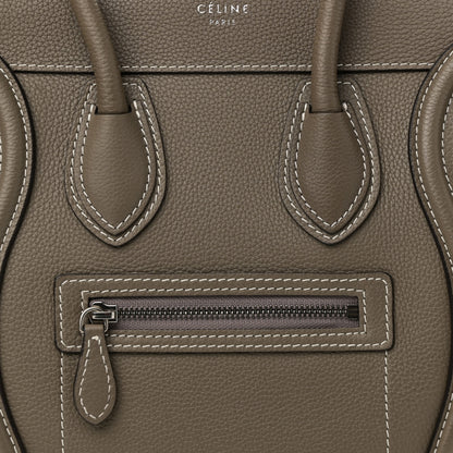 Celine Drummed Calfskin Micro Luggage Souris 7 of 9