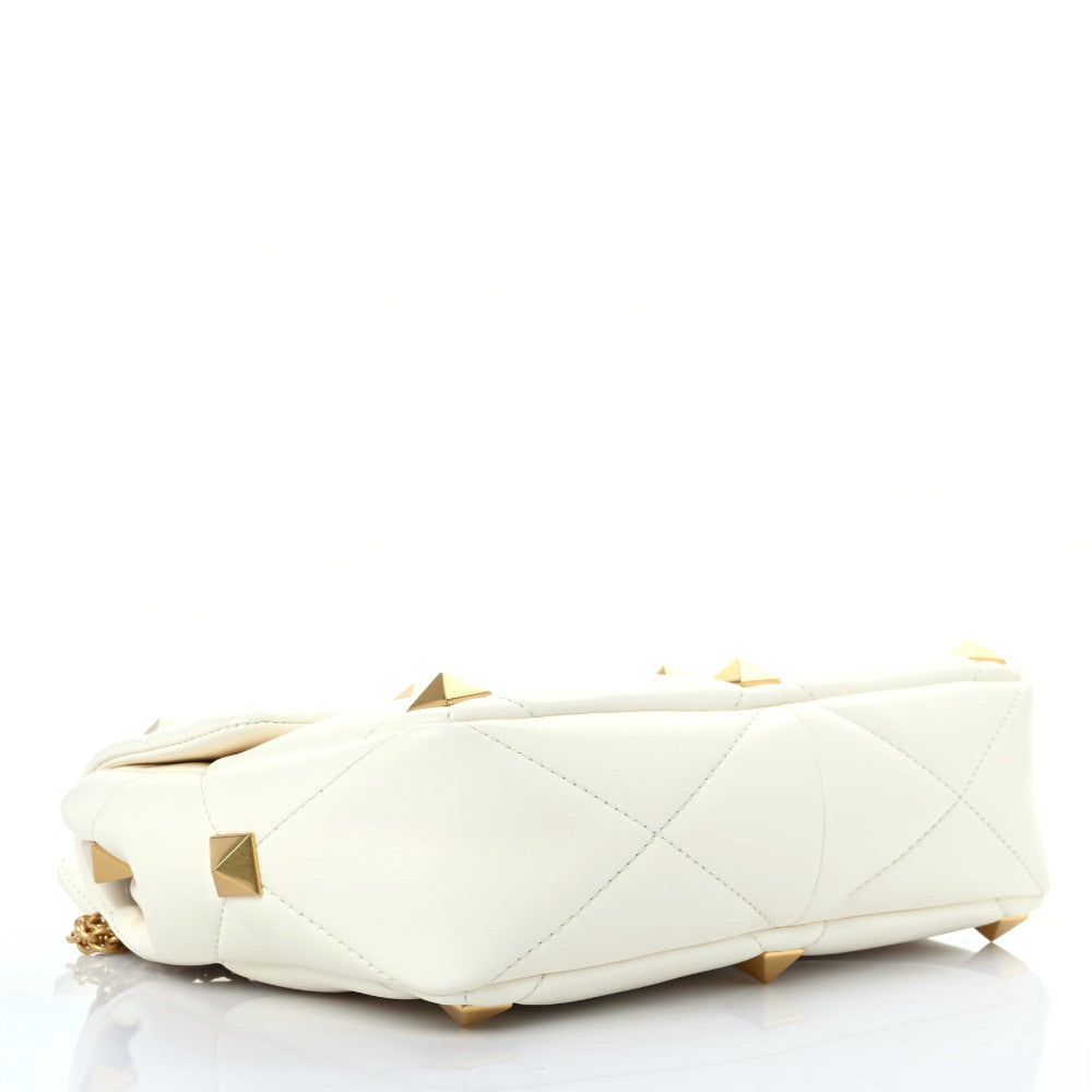 Nappa Large Roman Stud Shoulder Bag Ivory