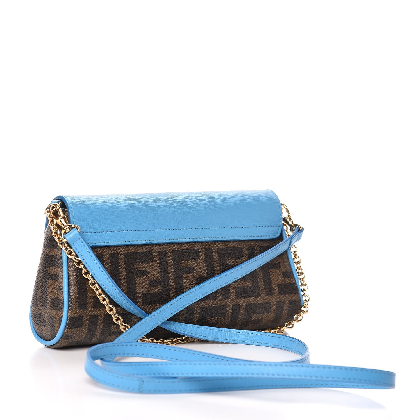 Zucca Spalmati Vitello Elite Flap Crossbody Bag Tobacco Turchese