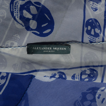 Alexander McQueen Silk Chiffon Skull Scarf Blue 5 of 7