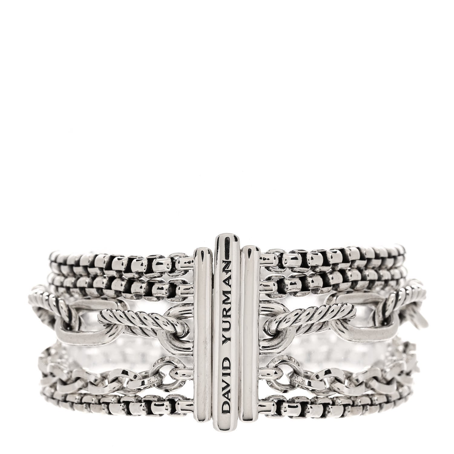 David Yurman Sterling Silver Multi Row Chain Bracelet 2 of 4