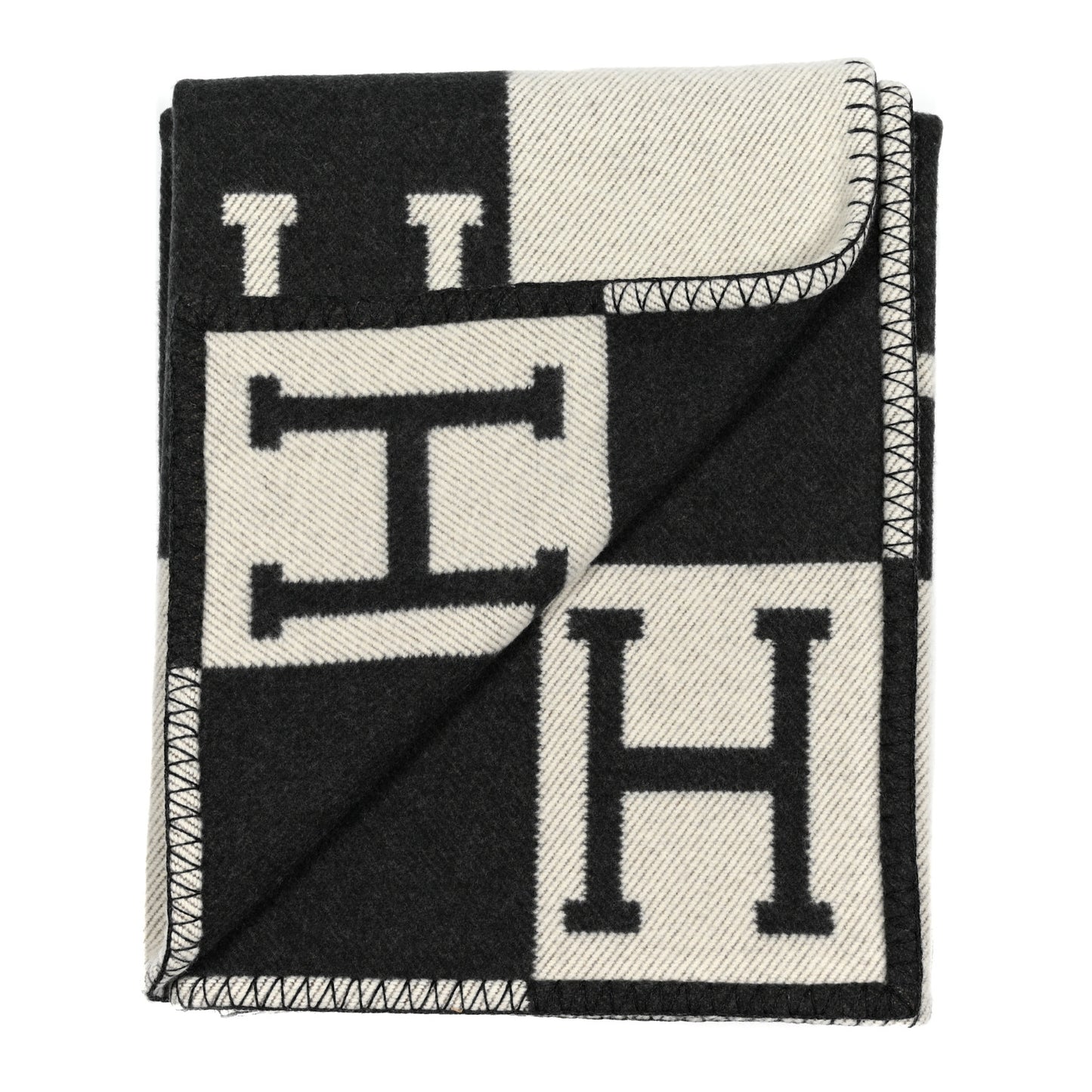 Wool Cashmere Avalon III Blanket Ecru Black