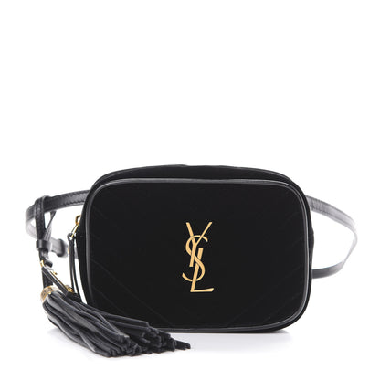 Saint Laurent Velour Matelasse Monogram Lou Belt Bag Black 2 of 16
