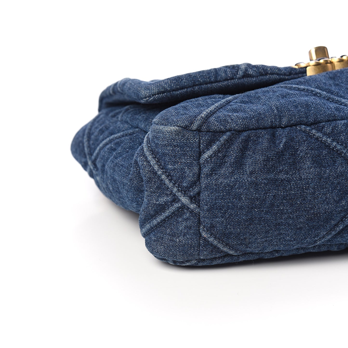 Denim Quilted Medium 19 Flap Blue