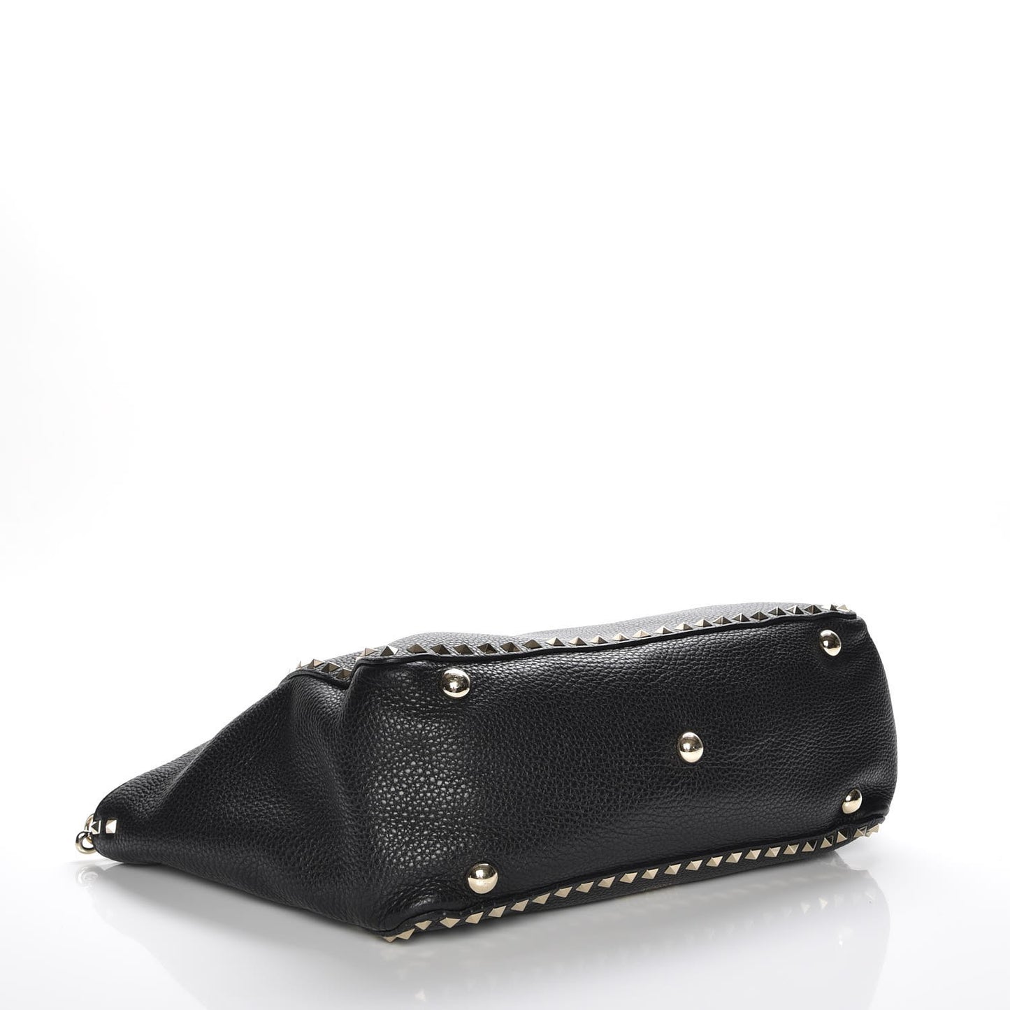 Pebbled Calfskin Medium Rockstud Tote Black