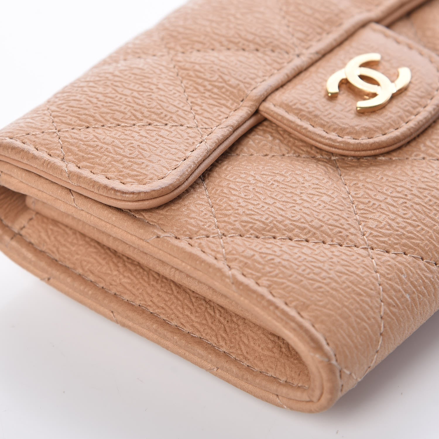 Chanel Letter Calfskin Embossed Quilted Card Holder Beige 14 of 16