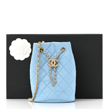 Chanel Lambskin Quilted Pearl Crush Drawstring Bag Light Blue 11 of 11