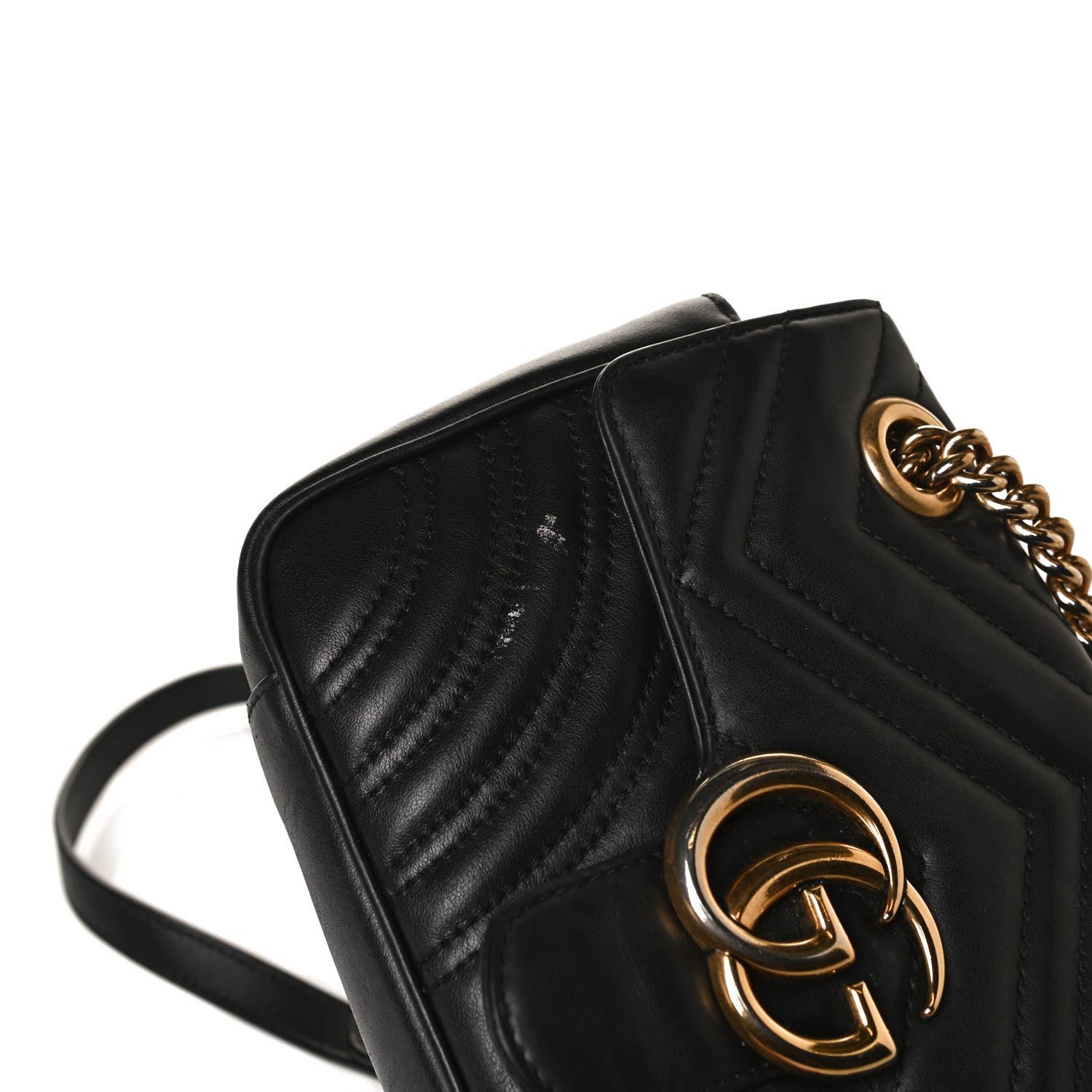 Gucci Calfskin Matelasse Mini GG Marmont Shoulder Bag Black 10 of 16