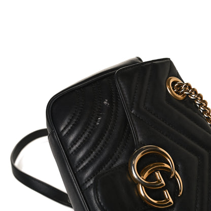 Gucci Calfskin Matelasse Mini GG Marmont Shoulder Bag Black 10 of 16