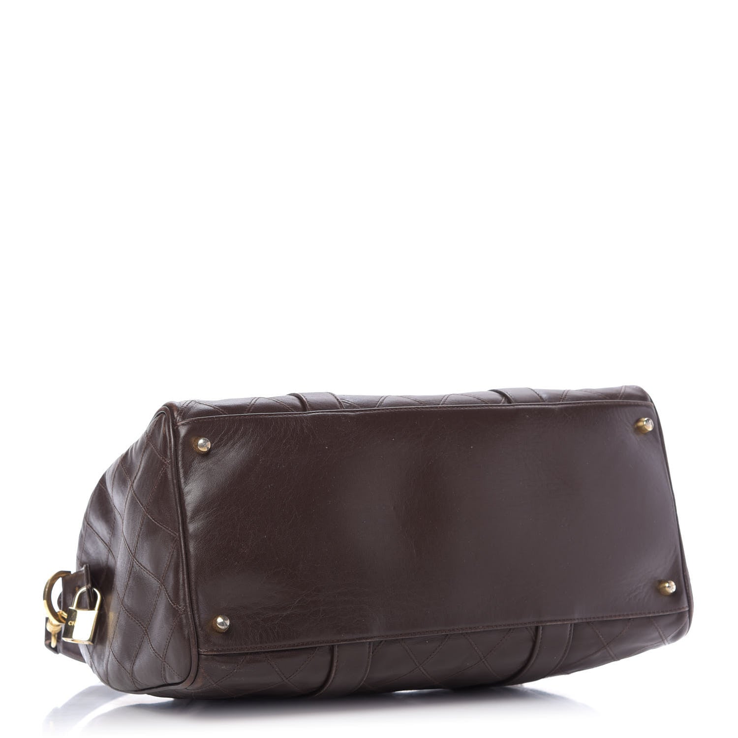 Chanel Calfskin Stitched CC Boston Brown 4 of 10