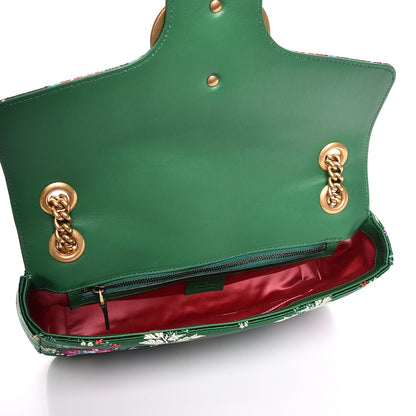 Gucci Jacquard Matelasse Floral Medium GG Marmont Shoulder Bag Green 5 of 8