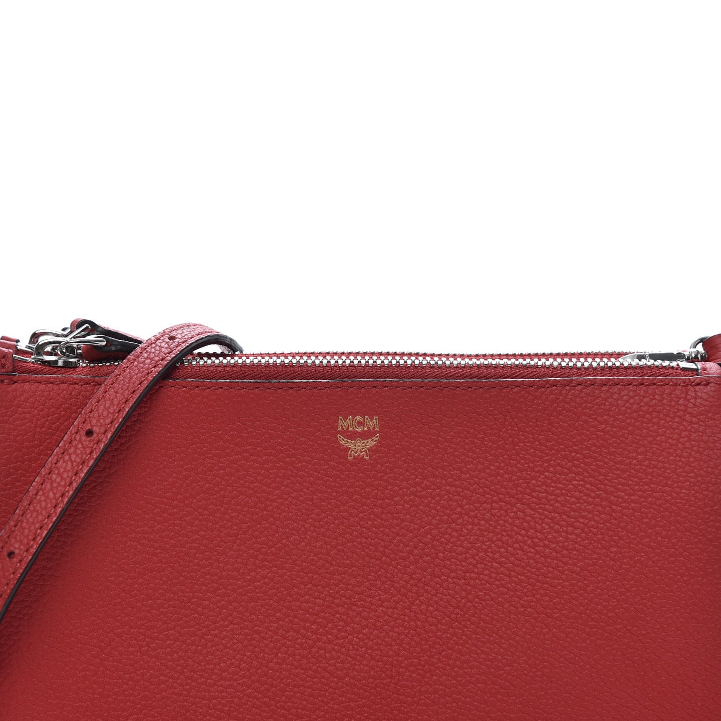 Grained Calfskin Milla Double Crossbody Bag Ruby Red
