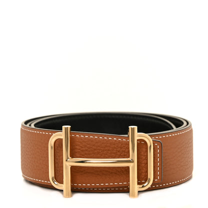 Hermes Togo Swift 32mm Gamma Belt 85 Gold Black 1 of 4