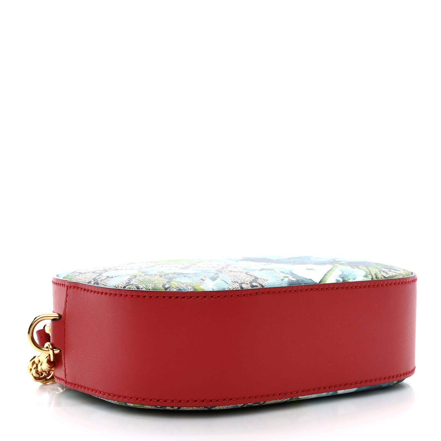 Gucci GG Supreme Monogram Blooms Mini Chain Shoulder Bag Beige Blue Navy Hibiscus Red 4 of 10