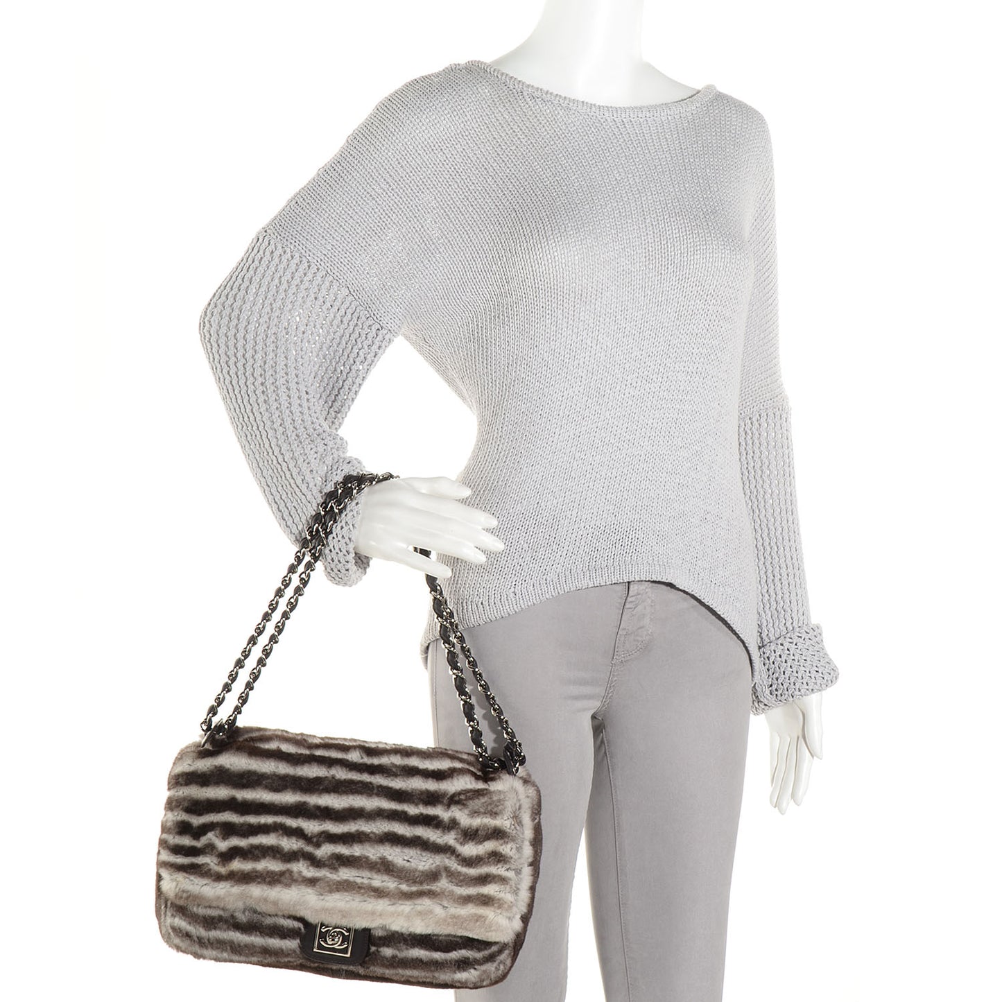 Chinchilla Fur Jumbo Flap Bag