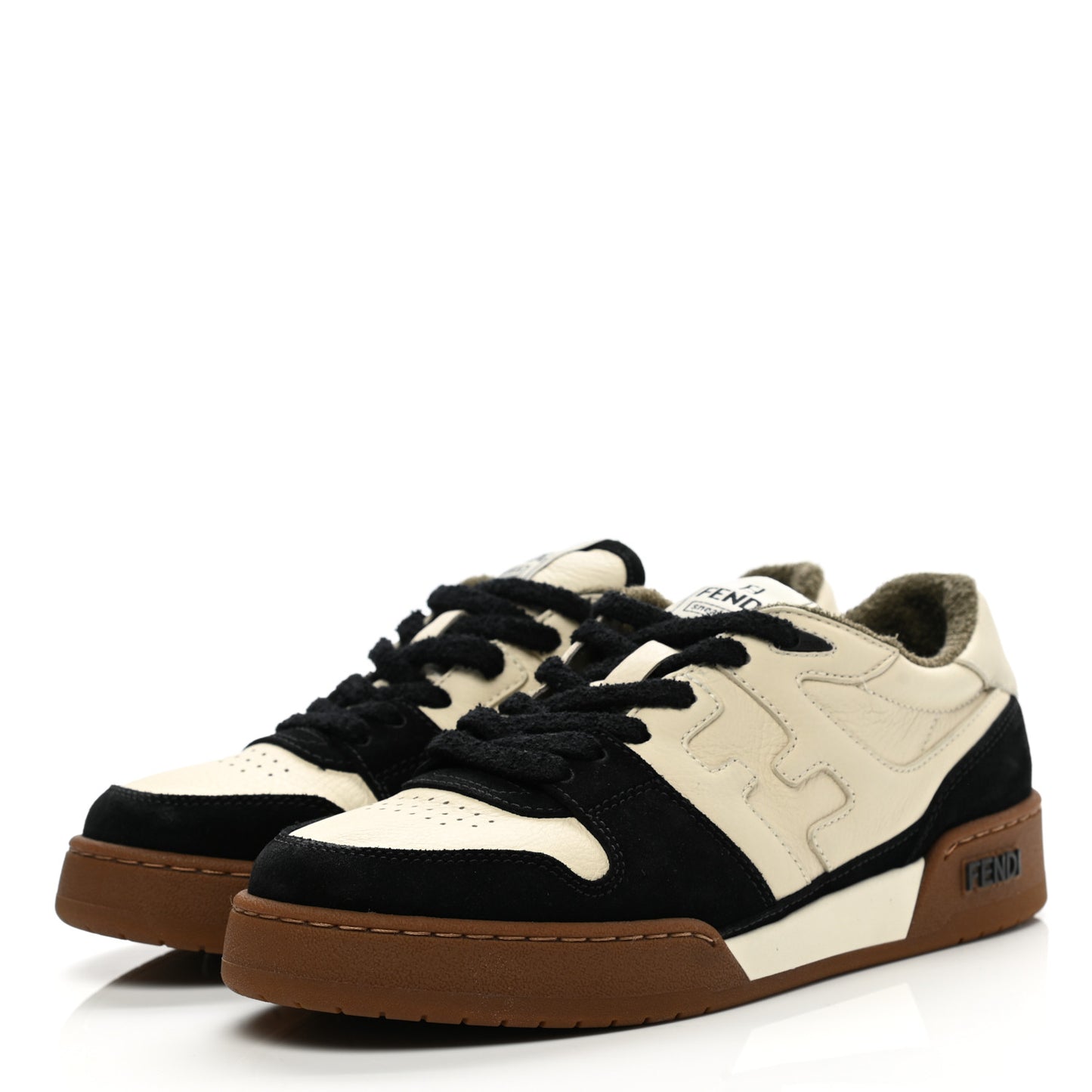 Suede Vitello Fendi Match Low Top Sneakers 40 Milk Black
