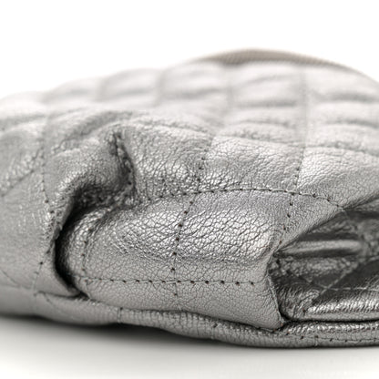 Chanel Metallic Calfskin Quilted Banane Waist Bag Fanny Pack Dark Silver 10 of 10