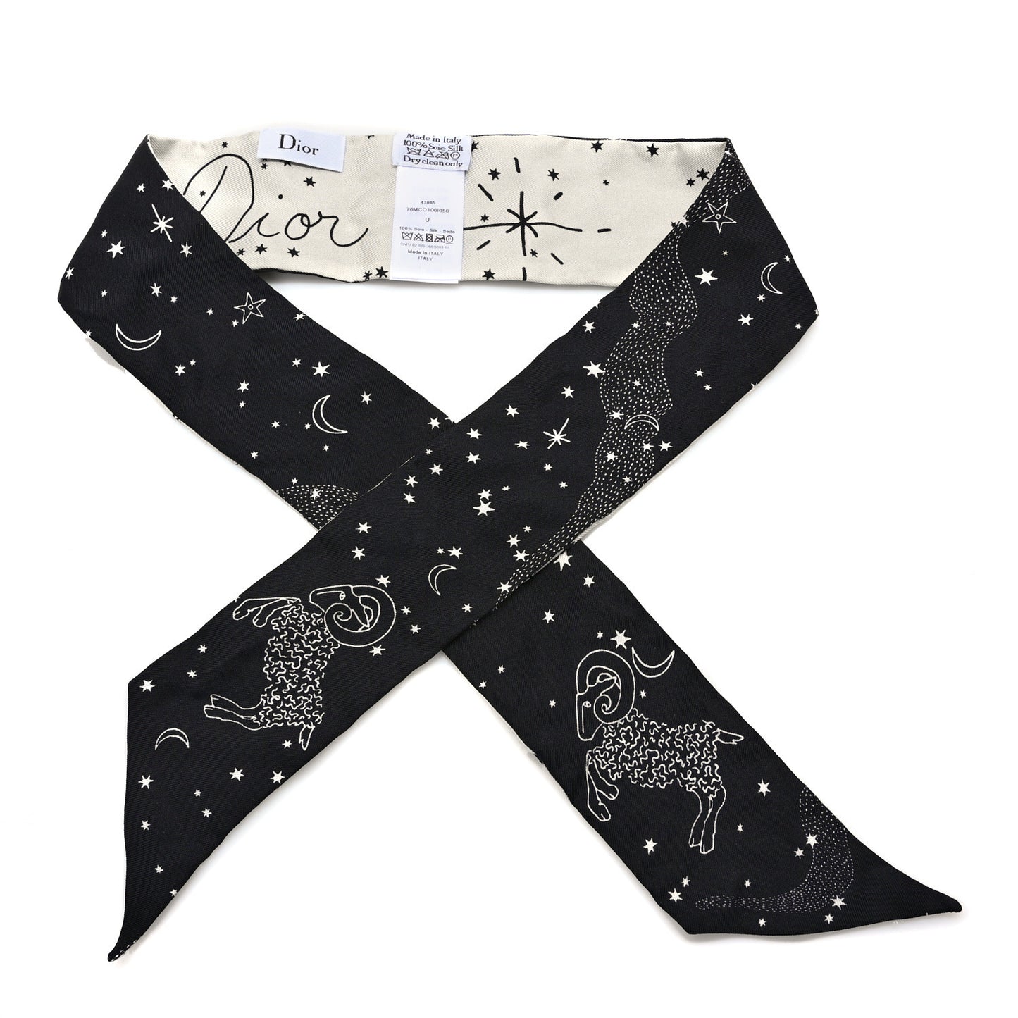 Silk Zodiac Aries Mitzah Scarf Black