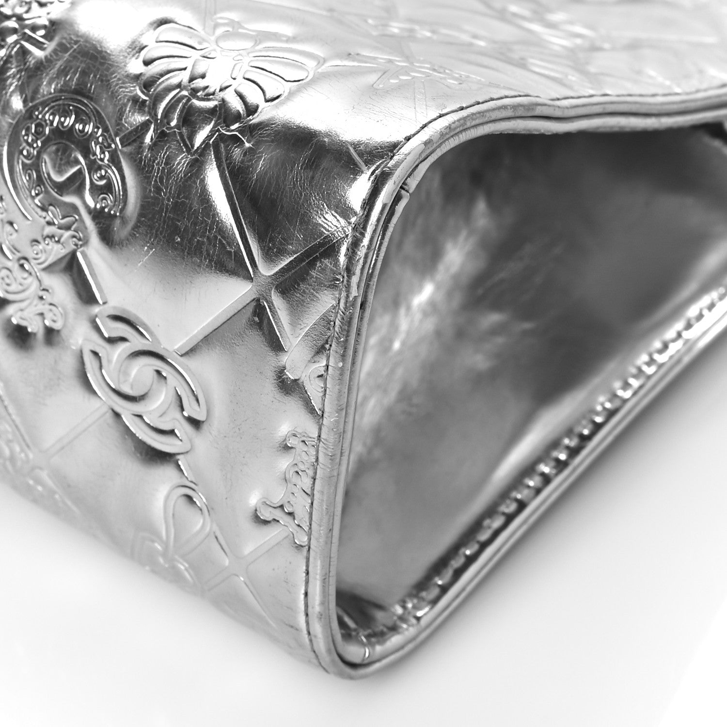 Chanel Metallic Patent Calfskin Lucky Symbols Pochette Silver 9 of 9