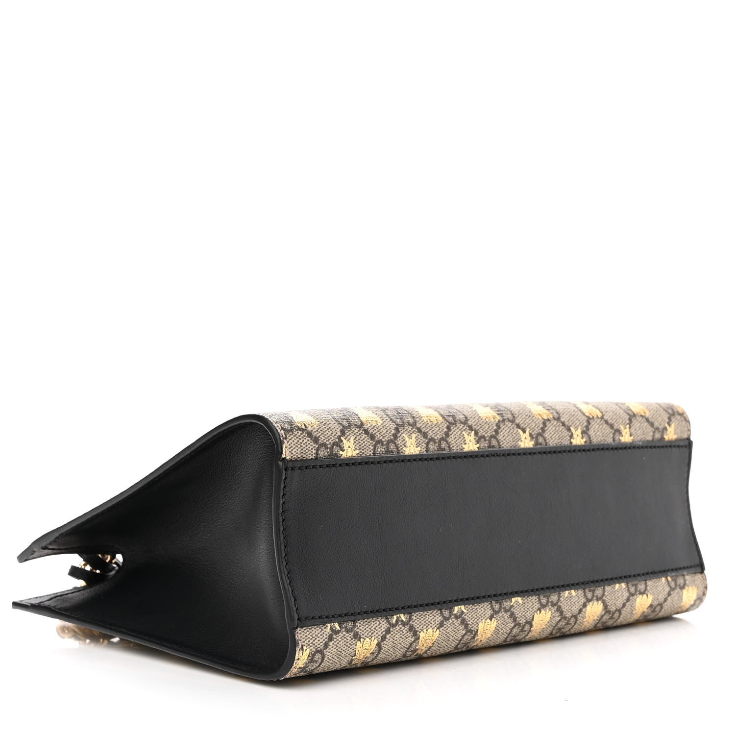 Gucci GG Supreme Monogram Bees Small Padlock Tote Beige Oro Black 4 of 11