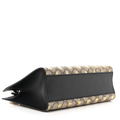 Gucci GG Supreme Monogram Bees Small Padlock Tote Beige Oro Black 4 of 11