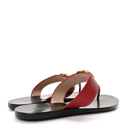 Gucci Calfskin GG Marmont Thong Sandals 38 Red 5 of 8