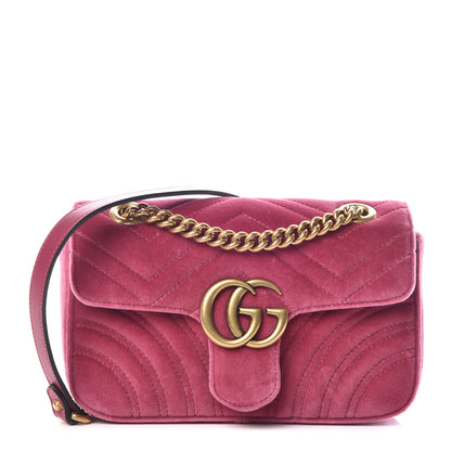 Gucci Velvet Matelasse Mini GG Marmont Shoulder Bag Light Raspberry Rose 1 of 9