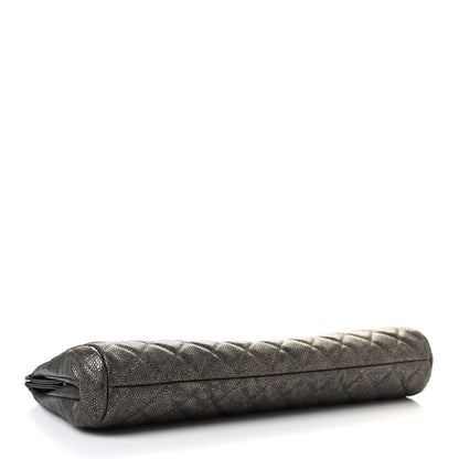 Chanel Metallic Caviar Quilted Clutch Dark Silver 4 of 9