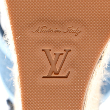 Louis Vuitton Monogram Denim Starboard Espadrille Wedge Sandal 40 Blue 6 of 8